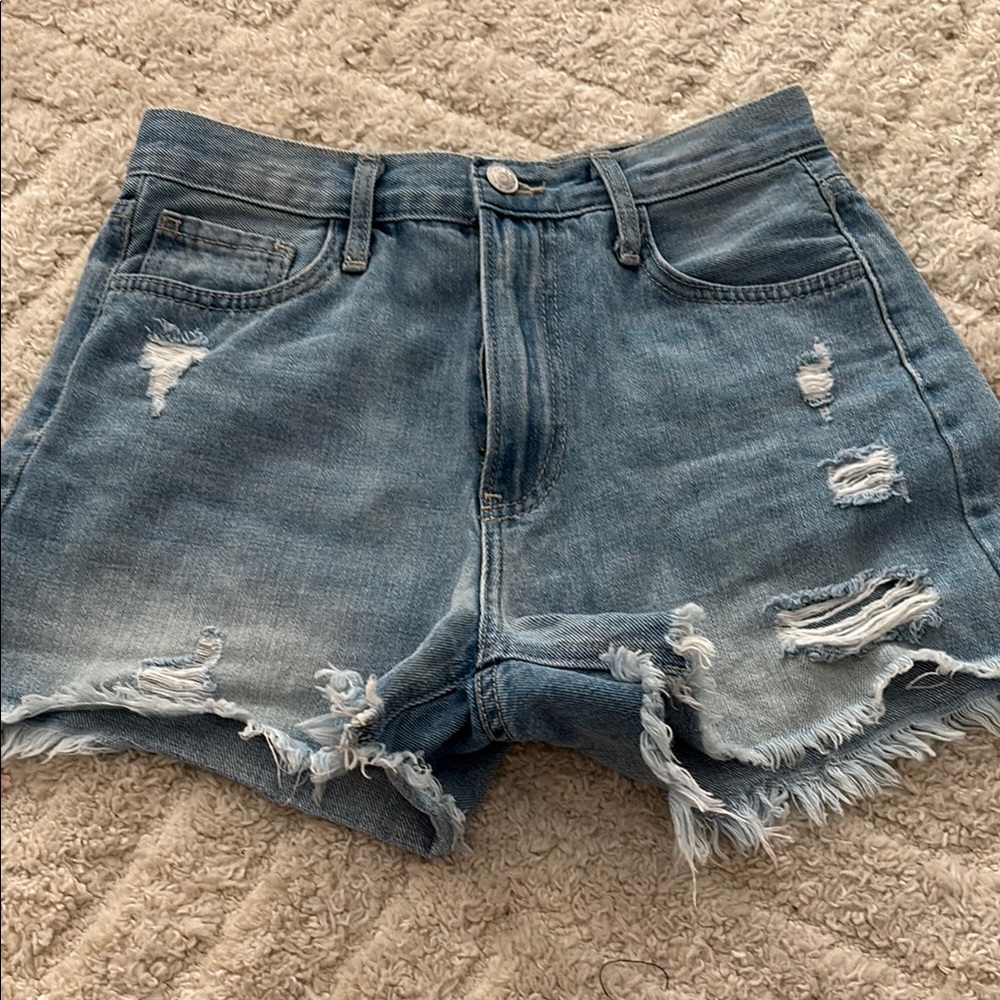Just Black Blue Jean Shorts Distressed High-Waisted